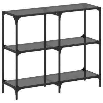 Elegant Console Table with Black Glass Top - 98x30x81 cm