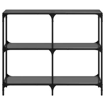 Elegant Console Table with Black Glass Top - 98x30x81 cm