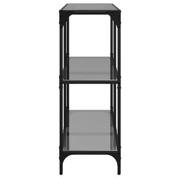 Elegant Console Table with Black Glass Top - 98x30x81 cm