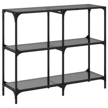 Elegant Console Table with Black Glass Top - 98x30x81 cm