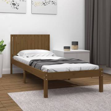 Honey Brown Solid Wood Pine Bed Frame 100x200 cm | HipoMarket