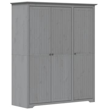 Wardrobe BODO Grey - Solid Pine Wood Classic French Design