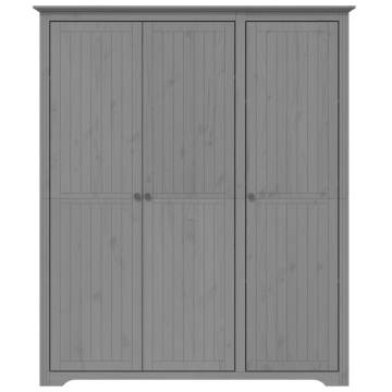 Wardrobe BODO Grey - Solid Pine Wood Classic French Design