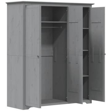 Wardrobe BODO Grey - Solid Pine Wood Classic French Design