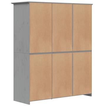 Wardrobe BODO Grey - Solid Pine Wood Classic French Design