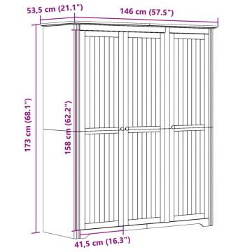 Wardrobe BODO Grey - Solid Pine Wood Classic French Design