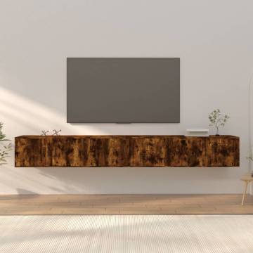 Wall-Mounted TV Cabinets (3 pcs) - Smoked Oak - Hipomarket