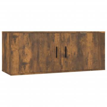 Wall-Mounted TV Cabinets (3 pcs) - Smoked Oak - Hipomarket