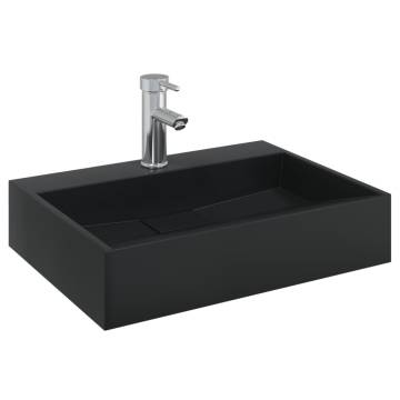 Stylish Matt Black Marble Wash Basin 50x38 cm – HipoMarket