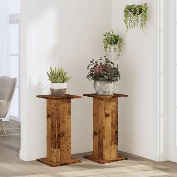 Old Wood Plant Stands - 2 pcs, 30x30x60 cm | Hipo Market