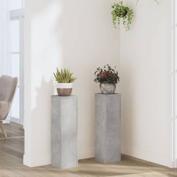 Plant Stand 2pcs Concrete Grey | Engineered Wood | Hipo Market