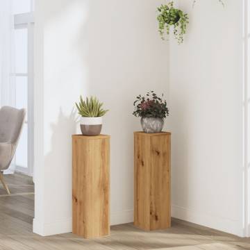 Plant Stand Set of 2 - Artisan Oak - 17x17x60 cm