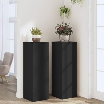 Plant Stands 2 pcs Black - Engineered Wood 33x33x100 cm