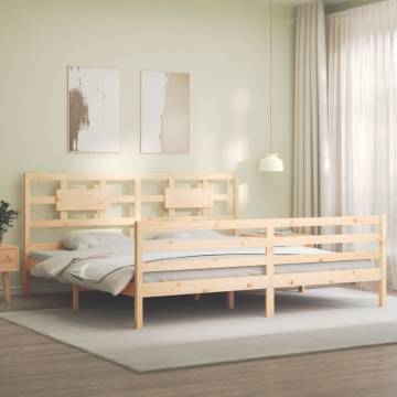 Super King Size Solid Wood Bed Frame with Headboard