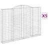 Arched Gabion Baskets - 5 pcs Galvanised Iron | HipoMarket