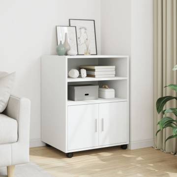 White Rolling Cabinet 60x48x81 cm - Stylish & Functional