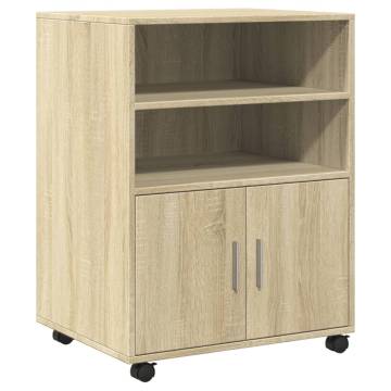 Rolling Cabinet Sonoma Oak - Mobile Storage Solution