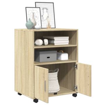 Rolling Cabinet Sonoma Oak - Mobile Storage Solution