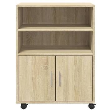 Rolling Cabinet Sonoma Oak - Mobile Storage Solution