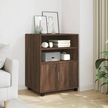 Rolling Cabinet Brown Oak 60x48x81 cm - Durable Storage Solution