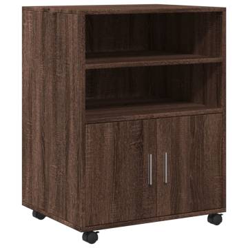 Rolling Cabinet Brown Oak 60x48x81 cm - Durable Storage Solution