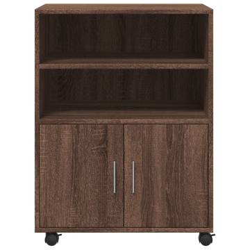 Rolling Cabinet Brown Oak 60x48x81 cm - Durable Storage Solution