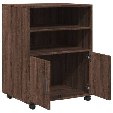 Rolling Cabinet Brown Oak 60x48x81 cm - Durable Storage Solution