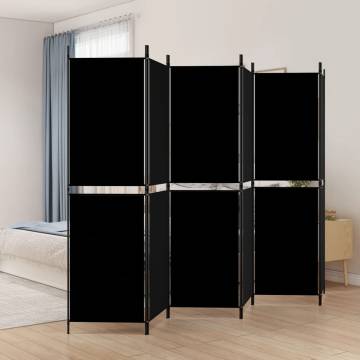 6-Panel Room Divider Black - Versatile & Stylish 300x180 cm