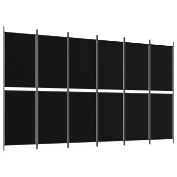 6-Panel Room Divider Black - Versatile & Stylish 300x180 cm