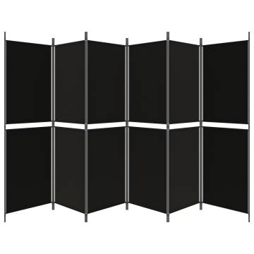 6-Panel Room Divider Black - Versatile & Stylish 300x180 cm