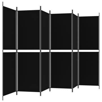 6-Panel Room Divider Black - Versatile & Stylish 300x180 cm