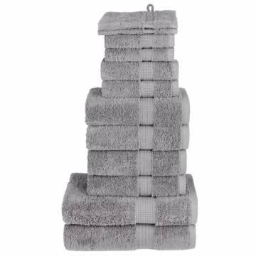 12 Piece Premium Towel Set SOLUND Grey 600 gsm - Hipomarket