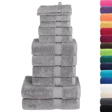 12 Piece Premium Towel Set SOLUND Grey 600 gsm - Hipomarket