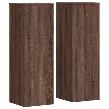 Brown Oak Plant Stands - 2 pcs, 33x33x100 cm | Durable Display