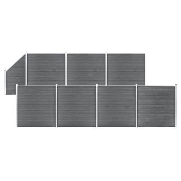 WPC Fence Set 7 Square + 1 Slanted - Durable & Stylish Grey